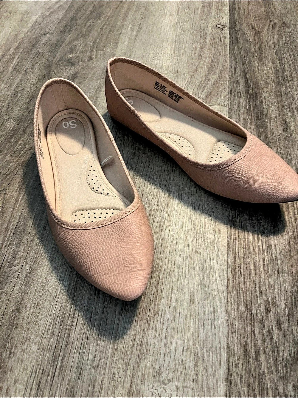 SO beige memory foam flats